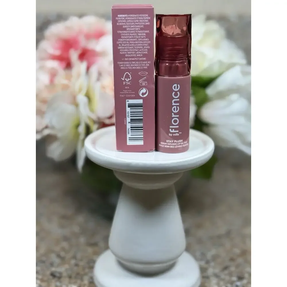 florence by mills Stay Plush Serum-Infused Lip Oil Tint, Bahama Mama 0.27